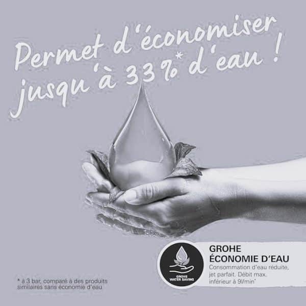 Ce pommeau permet d'économiser jusqu'à 33 pourcents d'eau.