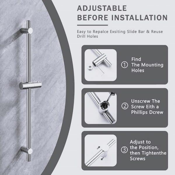 Barre de douche avec instruction d'installation